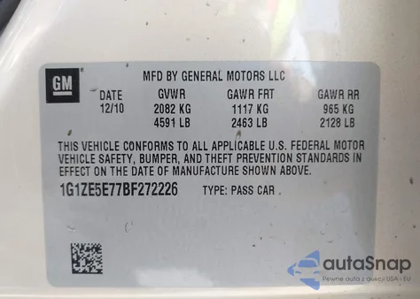 2011 Chevrolet Malibu Ltz из США, поврежденный, VIN 1G1ZE5E77BF272226